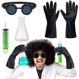3637 4 Pcs Mad Scientist Costume For Adult Halloween Party